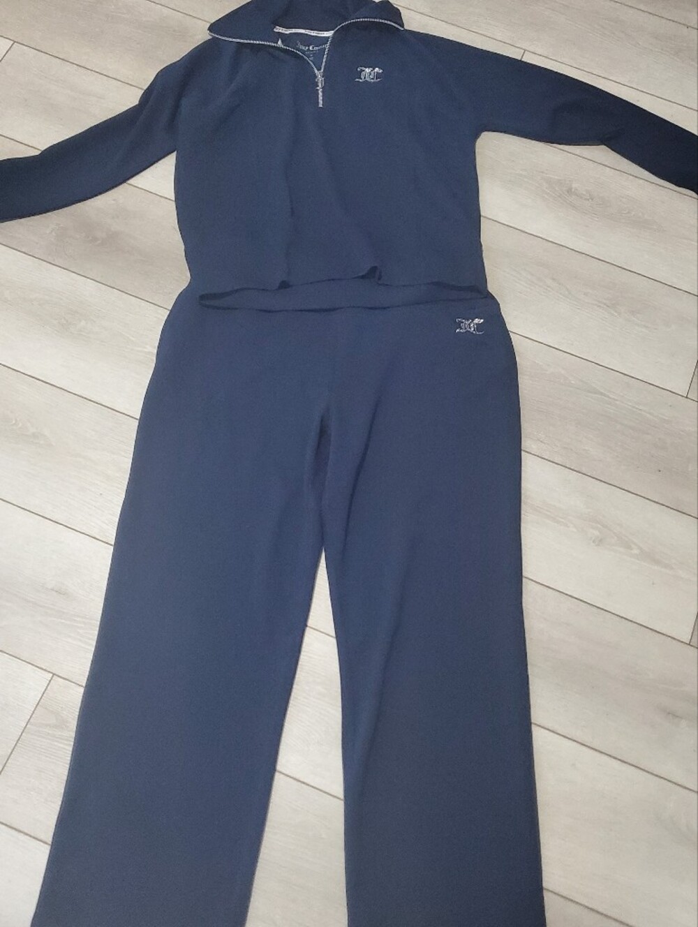 Juicy Couture Sport Tracksuit Set Womens XL Navy M  1/2 Zip Pullover Pants Bling